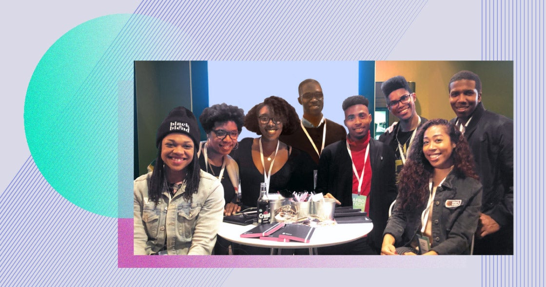 Blend employees gather at our Afrotech booth.