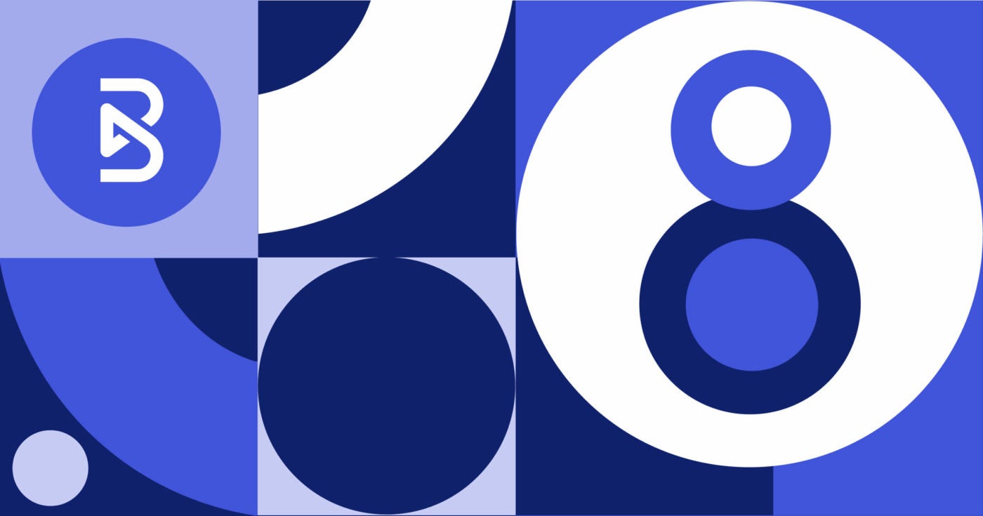 Abstract image of the Blend logo and the number 8