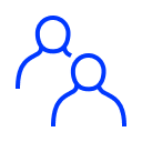 Blue outline of group of people icon