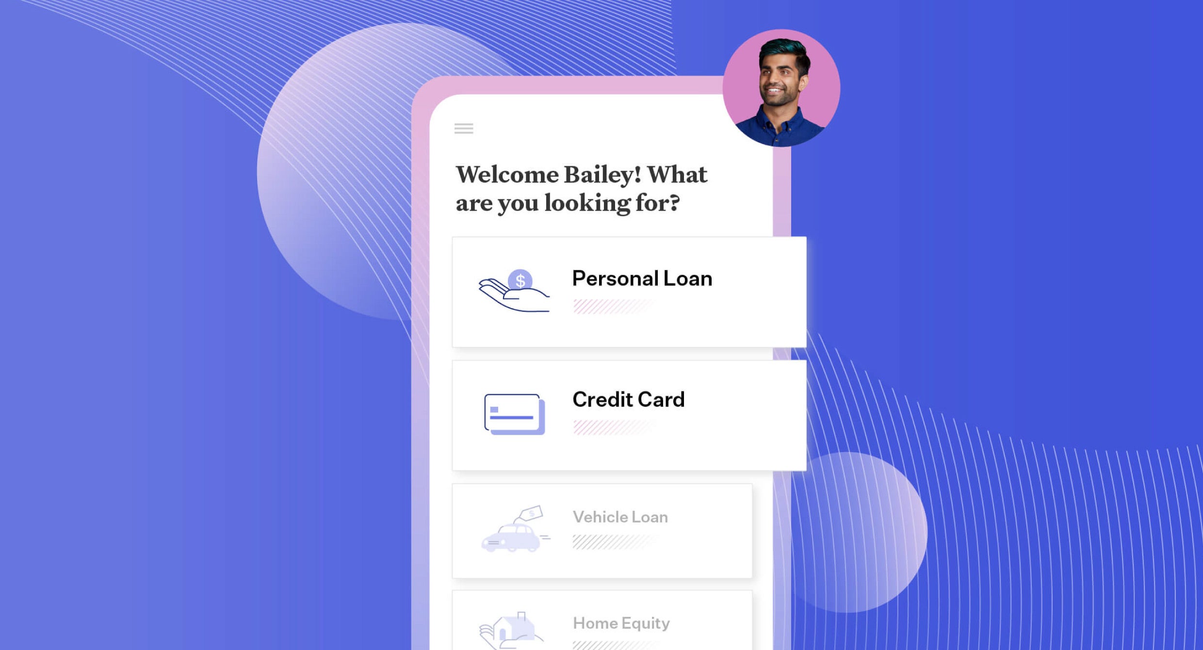 Illustration of Blend's interface that supports a personal loans strategy