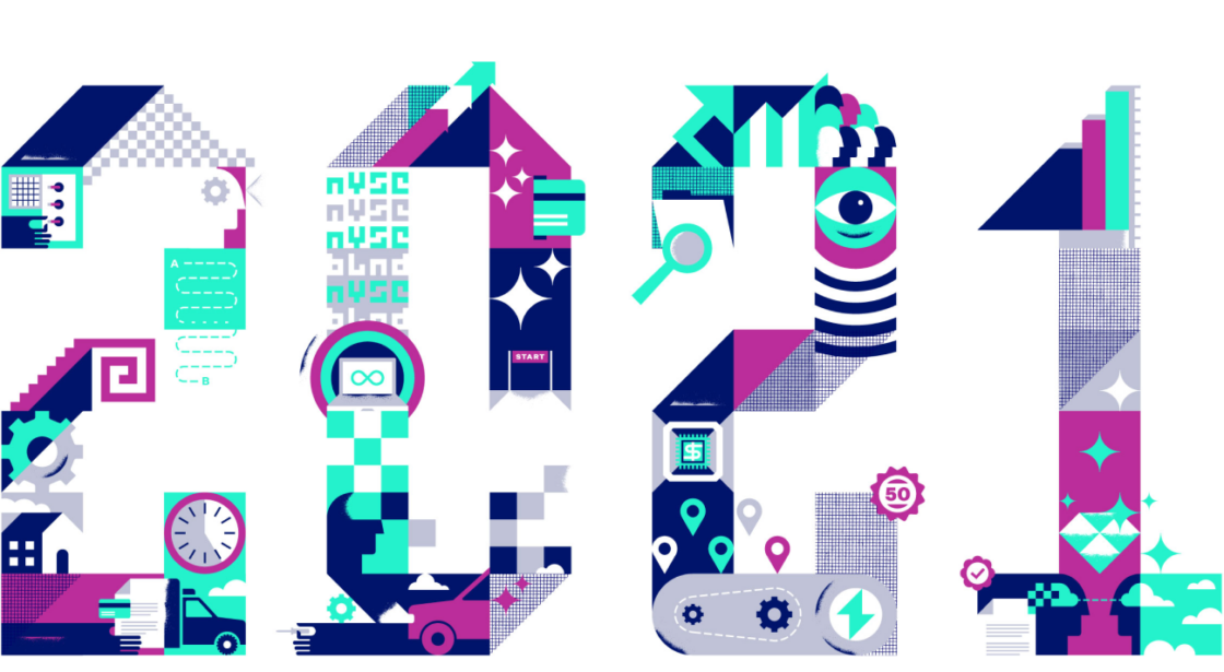 2021 in decorative, illustrated font