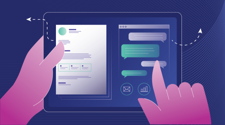 Illustration of tablet with loan officer software