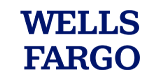 Wells Fargo logo navy blue text with white background