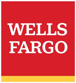 Wells Fargo red and yellow logo with white text
