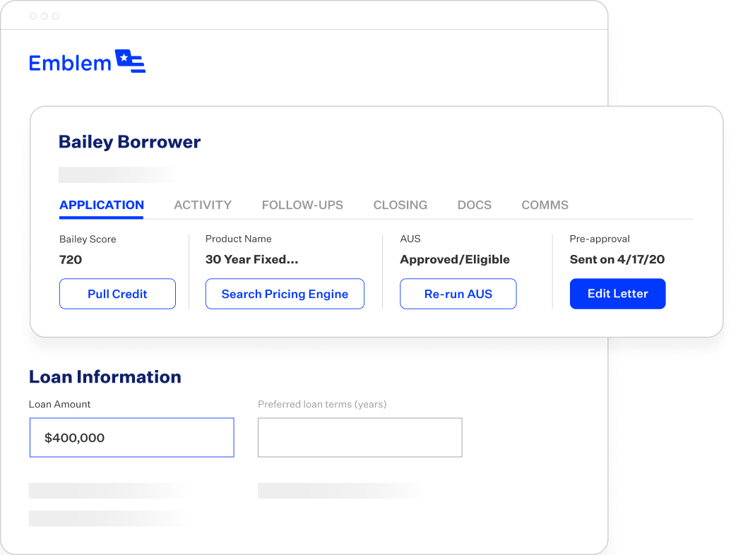 Illustration of a borrower application with loan information