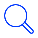 Primary blue insights magnifying glass icon