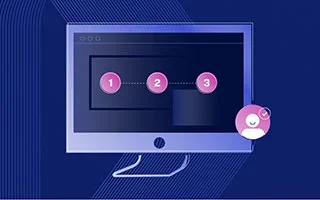 Illustration of desktop computer screen with an easy 1-2-3 verification process