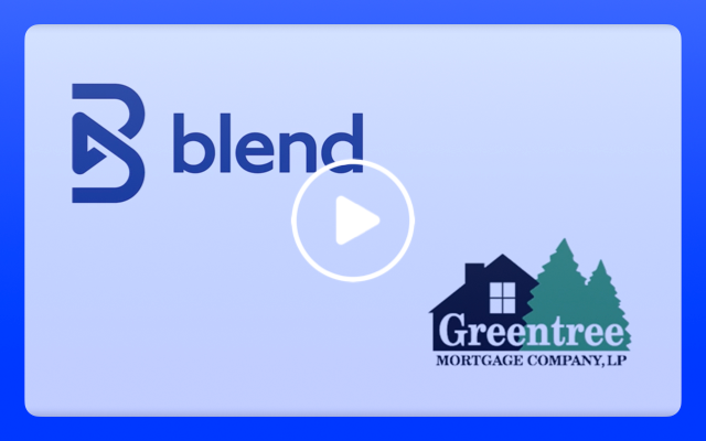 White rectangular card featuring Blend and Greentree Mortgage logos