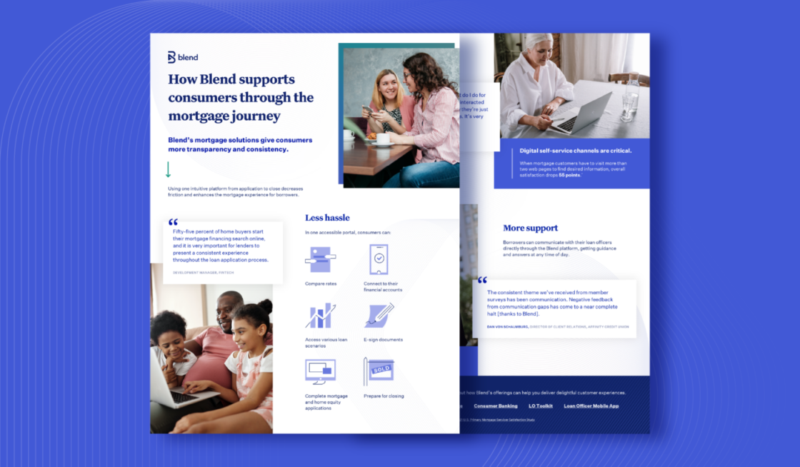 Purple card featuring preview of How Blend supports consumers through the mortgage journey infographic
