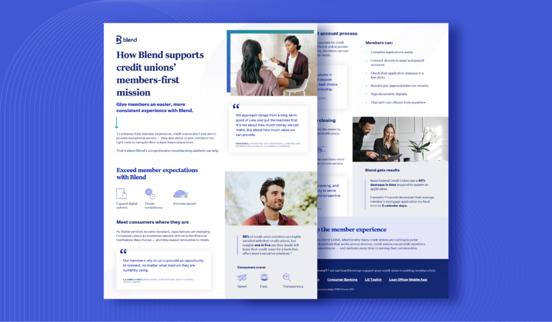 Purple rectangular card featuring preview of How blend supports credit unions' members-first mission