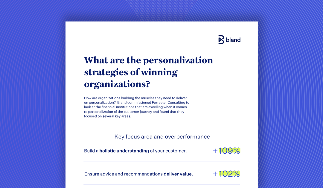 Personalization strategies of winning organizations Forrester infographic report cover on top of blue background