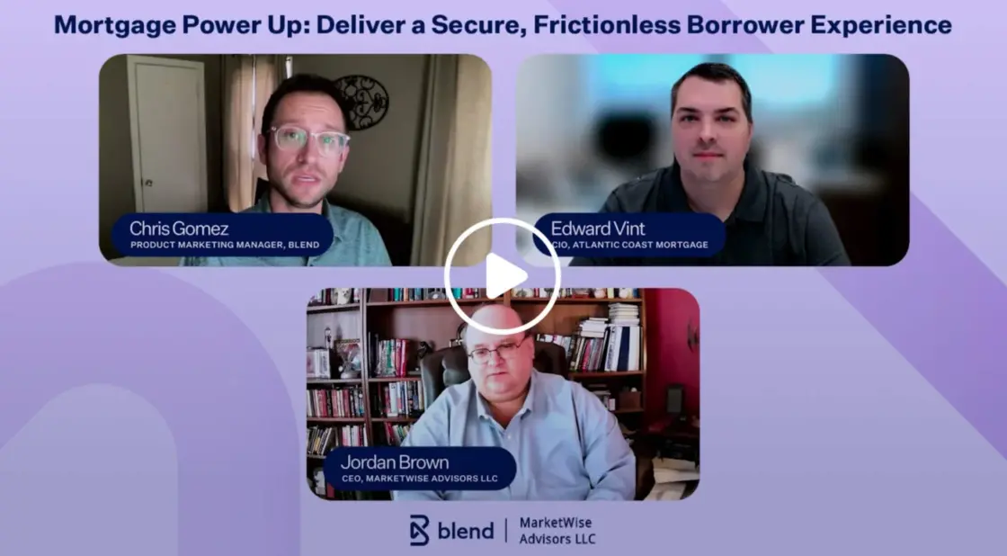 Purple rectangular card Mortgage Power Up April Webinar Deliver a secure frictionless borrower experience
