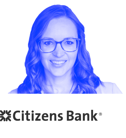 Bonni Walker headshot with blue overlay and Citizens Bank logo