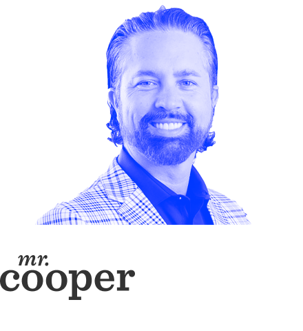 Jeff Puckett headshot with blue overlay and mr. cooper logo