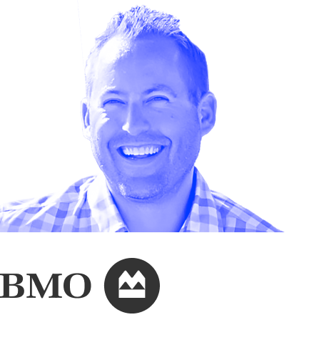 Tom Parrish headshot with blue overlay and BMO logo