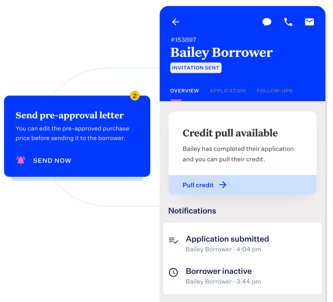 Mortgage product image showing a guided workflow for loan officers to provide personalized support for borrowers.