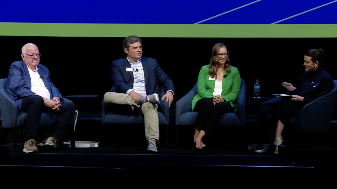 Forum panel featuring Bonni Walker, VP Credit Card Transformation at Citizens Adam Boyd, EVP at Citizens Bank Emily Bilbao, Strategic Operations at Blend