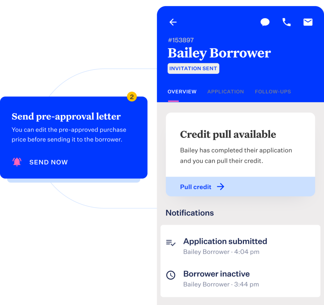 Mortgage product image showing a guided workflow for loan officers to provide personalized support for borrowers.