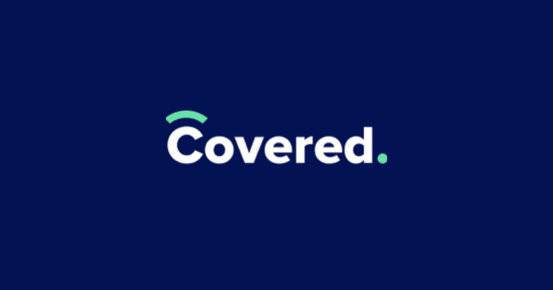 Covered logo on a dark blue background.