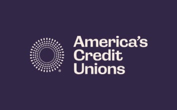 Dark purple rectangular card with America's Credit Unions text and logo