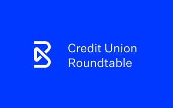 Blue rectangular card with white Blend logo and white text that reads Credit Union Roundtable