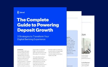 Blue rectangular card with preview of ebook The complete guide to powering deposit growth