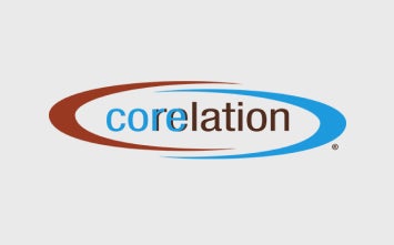 Rectangular card with corelation logo