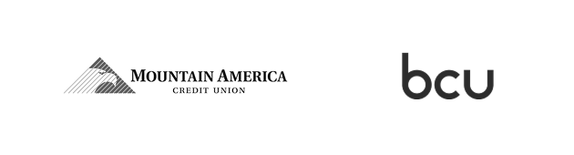 Mountain America Credit Union and BCU logos black and white