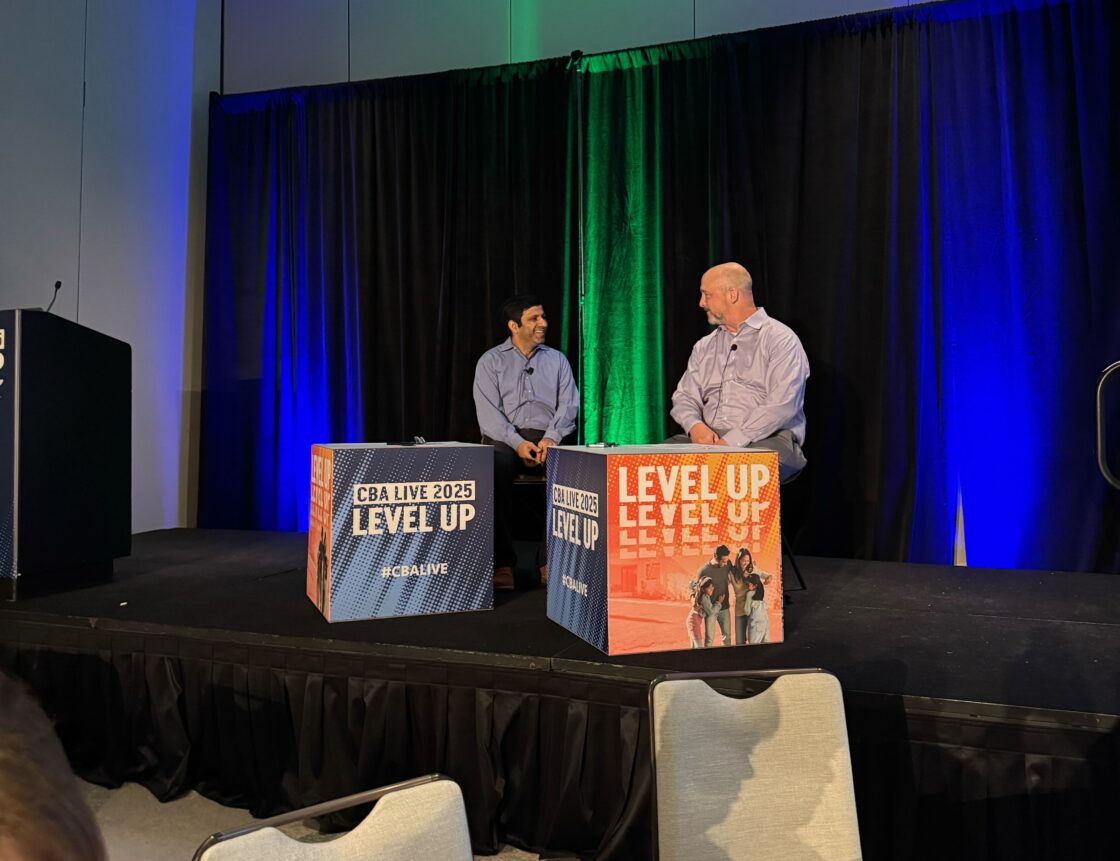 Srini and Chad Powers at Fifth Third Bank on stage at CBA Live