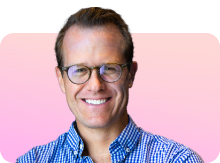 Matt Dixon headshot overlaid on top of pink gradient square