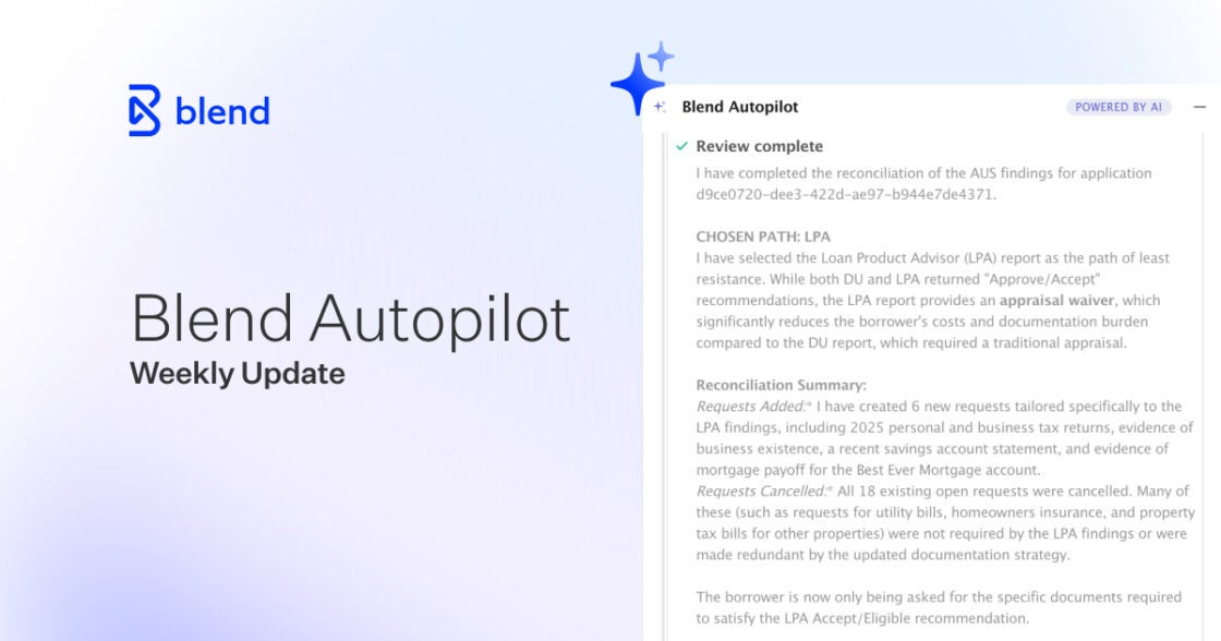 Blend Autopilot weekly update with an image of the AUS findings screen.