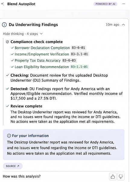 Screenshot showing Blend Autopilot's Rapid DU findings.